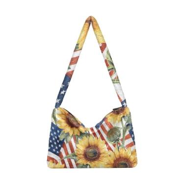 Imagem de GAIGEO Bolsas de ombro femininas Flying Bees, bolsa de ombro, bolsa feminina para uso ao ar livre, Girassol American 3, One Size