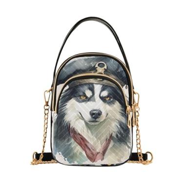 Imagem de Bolsa tiracolo feminina Ladybug Animals Parrten, bolsa tiracolo feminina, bolsa tiracolo estilosa para viagens, Husky Using a Pirate Hat-11, One Size
