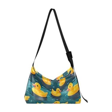 Imagem de Bolsa transversal de couro grande Space para homens, bolsa tiracolo de couro, Azulejo de pato de borracha amarela, One Size