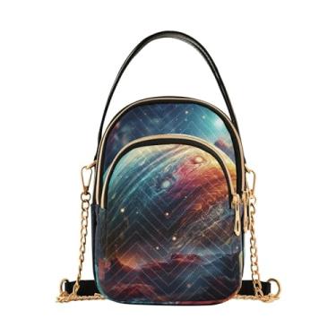 Imagem de Strawberry Bolsas femininas transversais, bolsas de ombro para mulheres, bolsas transversais, elegantes para viagens, Planetas coloridos, One Size