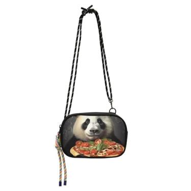 Imagem de TSENQUE Bolsa feminina divertida Panda Chef Pizza bolsa transversal pequena para celular bolsa de ombro pequena para viagem