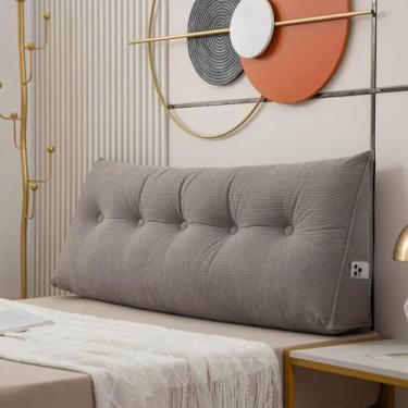 Imagem de CYTJHMD Almofadas de cabeceira de cama de solteiro grande para cama de dormitório para cabeceira, almofada de sofá-cama para descanso, beliche com capa destacável, cinza, 150 x 20 x 50 cm