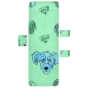 Imagem de Capa de cadeira de espreguiçadeira com estampa de animais verdes de cachorro toalha de cadeira de piscina de praia com bolsos espreguiçadeira de piscina costeira 203 x 76 cm