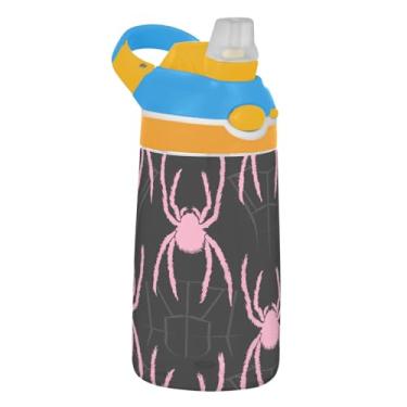 Imagem de Garrafa de água esportiva Tritan de 473 ml com canudo para crianças, meninas, meninos, garrafa de água à prova de vazamento de 473 ml, copo infantil reutilizável portátil, alça de transporte, desenho