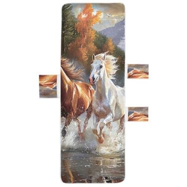 Imagem de Cavalos Pintura de Corrida Chaise Lounge Capa Cadeira Toalha de Praia Toalha de Cadeira com Bolso Superior Ajustado Espreguiçadeira de Piscina Externa 85 x 76 cm