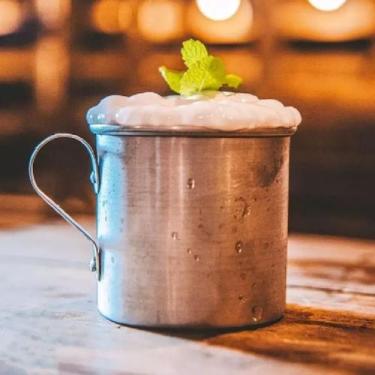 Imagem de Caneca de Aluminio Polido 370ml Para Agua Cha Cafe Leite Casa Cozinha 