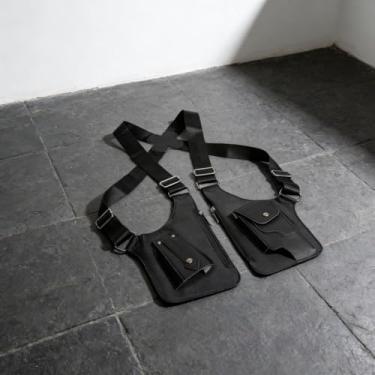 Imagem de Bolsa tiracolo masculina, alça de ombro nas axilas com dois bolsos de armazenamento