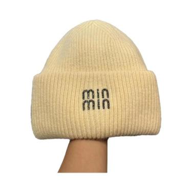 Imagem de Gorro Feminino Quente De Lã Com Strass E Pele De Coelho Genuína  Touca