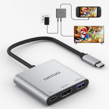 Imagem de Switch 2 Dock 4K@60Hz TV Adapter Portable TV Docking Station for Switch / Switch2 / Steam Deck/ROG Xbox Ally X 3 in 1 100W PD / USB3.0 / HDMI2.0 USB-C Hub (Compatible with Switch2 v21.0.0)(S2B)