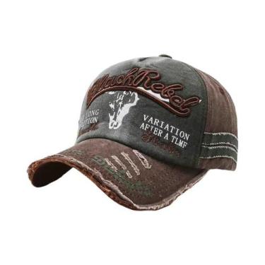 Imagem de Boné De Beisebol Masculino Retrô Com Bordado De Cabeça De Touro Lavado