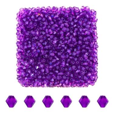 Imagem de Mandala Crafts Contas de cristal bicone roxas de 3 mm – 1500 contas de vidro facetadas para fabricação de joias, suprimentos de contas, artesanato DIY, pulseiras, colares, brincos e contas