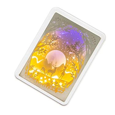 Imagem de ZJchao Caixa de Luz de Corte de Papel, Lâmpada de Escultura Em Papel 3D Com Sobreposição de Camadas de Sombra Multicontornos para Quarto, Sala de Estar, Presente de Estudo, (Tipo 5 (interruptor