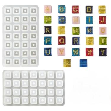 Imagem de UR URLIFEHALL 1 molde de letra de silicone em forma de cubo de resina epóxi molde do alfabeto para fazer joias conta-gotas perfuradas artesanato ornamentos de cera