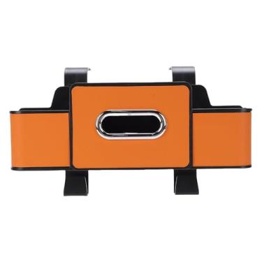 Imagem de Fockety Organizador de encosto de cabeça para banco traseiro com 2 porta-copos e ganchos, caixa organizadora 4 em 1 para pendurar no encosto do banco do veículo com porta-lenços (Laranja)