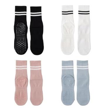 Imagem de 4 pares de meias com sola de aderência