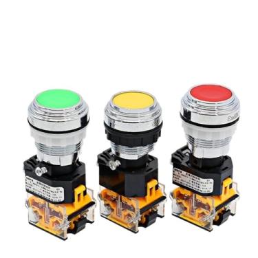 Imagem de Interruptor de botão de controle, isolamento, redefinição de metal, operação momentânea, vermelho, verde, 10A, 1 peça (verde)