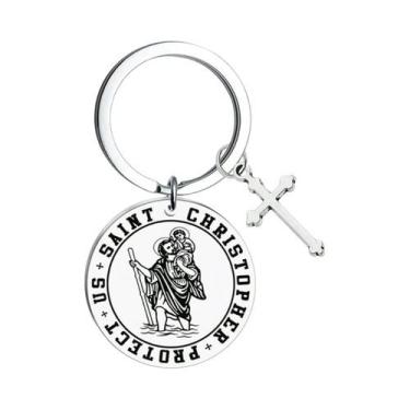 Imagem de Chaveiro De Viagem São Cristóvão, Amuleto Católico Para Carro, Proteçã