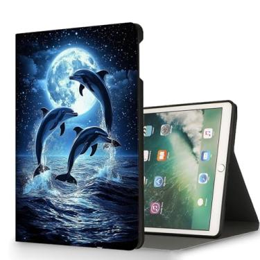 Imagem de RUUHLJLET Capa para tablet Samsung Galaxy Tab A11/Tab A9 de 8,7 polegadas 2025/2023 modelo X133/X135/X110/X115, despertar/hibernar automaticamente, capa protetora com suporte ajustável - Golfinho fofo