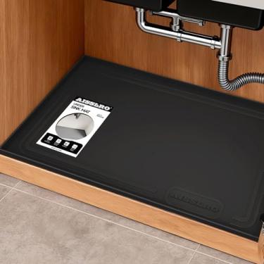 Imagem de Tapete embaixo da pia 86 cm x 56 cm, tapetes de silicone à prova d'água para cozinha, forro de prateleira antivazamento e protetor de armário com borda elevada, [livre de BPA] organizador de casa de