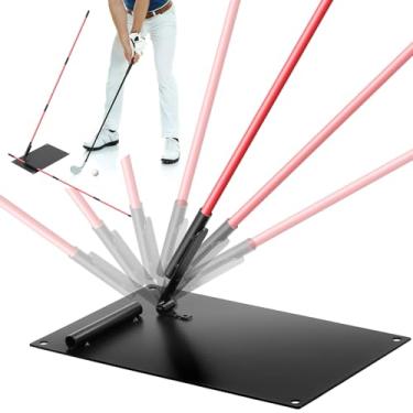 Imagem de Suporte de varas de alinhamento Pro Golf – Treinador de avião de balanço ajustável com base ponderada | Auxiliar de treinamento de golfe com placa angular para caminho, colocação e mira (ajuste