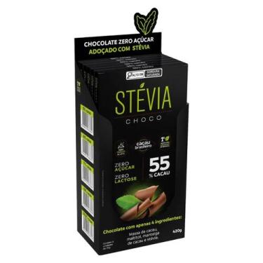 Imagem de Chocolate Vegano 55% Cacau Adoçado Com Stévia 70g Dp 06 Un - Tudo Zero