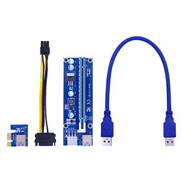 Imagem de SOMKB 100 peças VER 006C PCI-E cartão Riser PCIE 1x para 16x adaptador extensor 100 cm 60 cm cabo USB 3.0 SATA para cabo de alimentação de 6 pinos para GPU (0,3 M)