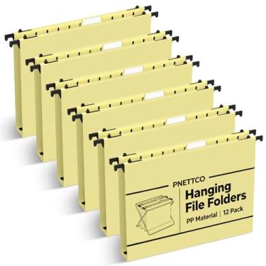 Imagem de Pasta de arquivo de plástico com capacidade extra, pacote com 12 pastas suspensas reforçadas, tamanho carta, pastas de armário de expansão de 2,5 cm, para arquivos em massa, gráficos médicos, amarelo