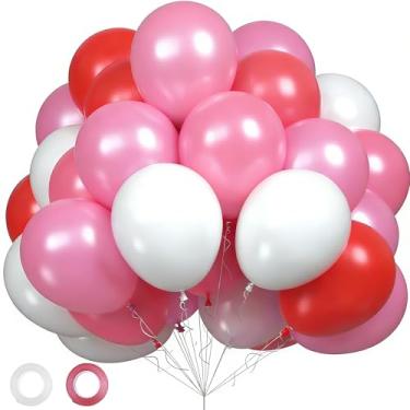 Imagem de Valentines Day Latex Balloons with Ribbons, 45 Pack (12 Inch) in Red Pink and White, Perfect for Valentine's Day, Mothers Day, Birthday and Various Party Decorations