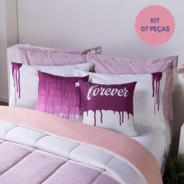 Imagem de Kit Conjunto de Edredom Hipercal 400 Fios Dupla Face em Tecido com Toq