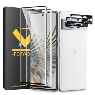 Imagem de [Pacote com 2 + 2] Protetor de tela para Google Pixel 7 Pro, protetor de lente de câmera, antiarranhões, ultratransparente, compatível com impressões digitais, compatível com capas