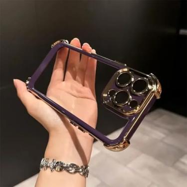 Imagem de HJZSZX Capa de celular luxuosa, transparente e à prova de choque, com proteção contra impactos, capa traseira rígida de acrílico (para iPhone 16/roxo escuro)