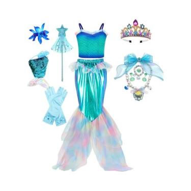 Imagem de Conjunto De Fantasia Da Princesa Ariel Pequena Sereia Para Crianças Ve