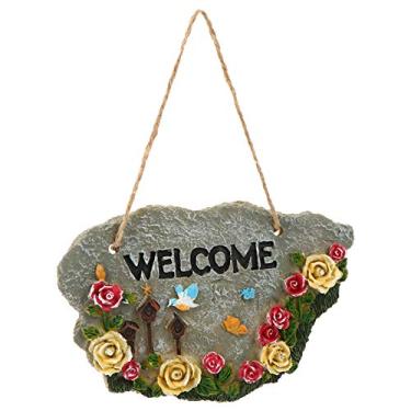 Imagem de Placa de boas-vindas do jardim Bem-vindo ao meu jardim Placa de resina Novidade Shabby Chic Galpão de jardim Placa suspensa Placa de casa de verão Pendurada na parede Arte Decoração de porta Presente