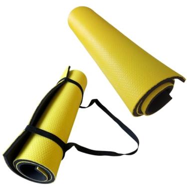 Imagem de Colchonete Tapete para Yoga, Pilates e Fitness 1m x 50cm x 10mm - Espuma Amortecida, Ideal para Ginástica e Exercícios em Casa ou Academia (Amarelo,Sem Alça)