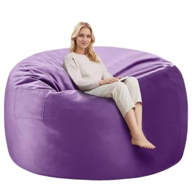 Imagem de Cansunna Cadeiras de pufe de 1,8 m, pufes confortáveis, cadeiras gigantes com enchimento de espuma de memória, cadeiras de pufe para adultos, capa lavável na máquina, sofá preguiçoso para sala de