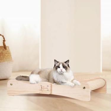 Imagem de Oroonoko Cama arranhadora para gatos para ambientes internos 2 em 1 de sisal e rede com fácil montagem, base de madeira sem ponta, cama grande para gatos e almofada para arranhões (tipo onda)