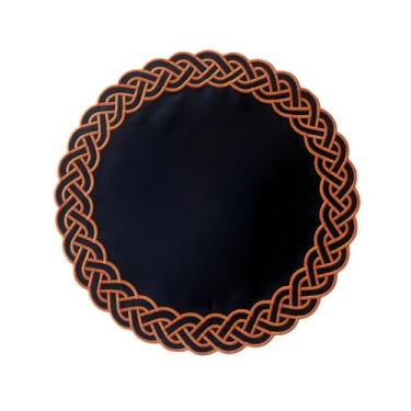 Imagem de Jogo Americano para Churrasco Impermeável com Bordado Trançado, Preto e Laranja, Unitário