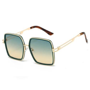 Imagem de HPIRME Óculos femininos com armação grande, proteção UV e design moderno (verde)