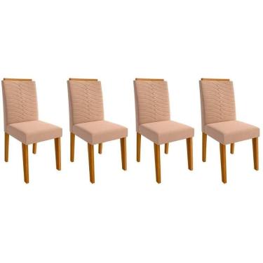 Imagem de Cadeira Sala De Jantar Clarice Kit 4 Un Nature-suede Nude Bege - Cimol