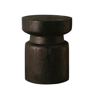 Imagem de Mesa lateral de toco de 45,7 cm de altura, banco lateral de madeira, mesa de canto de árvore, mesa de centro pequena, suporte de plantas para jardim, sala de estar, mesa de centro pequena (preto)