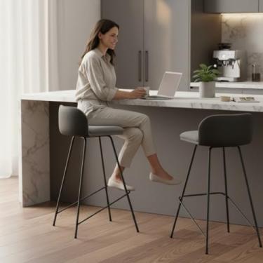 Imagem de Kit 2 Banqueta Nobre Alta Balcão Cozinha Luxo Área Gourmet