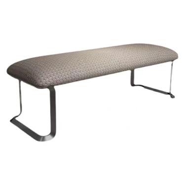 Imagem de Banco de cama moderno, banco de entrada interno com pernas de aço inoxidável, moderno banco otomano acolchoado de couro sintético para o pé da cama, banco de janela para sala de estar, sala de jantar