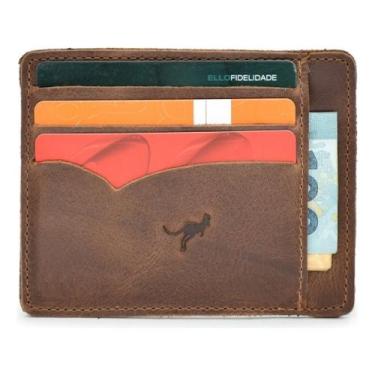 Imagem de Carteira Masculina Couro Bovino Porta Cartão Slim - Ello Griff, Marrom
