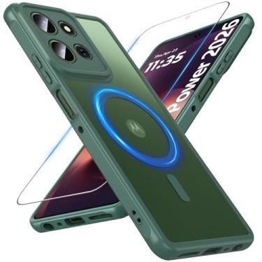 Imagem de Capa magnética para Motorola Moto G Power 2026, G Power 2026 com protetor de tela [compatível com MagSafe], capa protetora fina à prova de choque traseira fosca para Moto G Power 5G 2026, verde