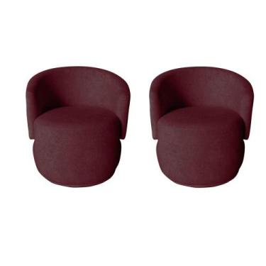 Imagem de Kit 2 Poltronas Decorativa Beatriz Orgânica Suede Marsala - Mazzero De