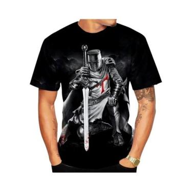 Imagem de Camiseta Masculina De Verão Com Estampa 3D De Padrão Cruzado, Casual E