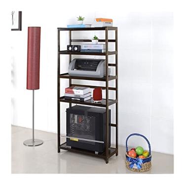Imagem de Prático suporte móvel de torre de PC, impressora móvel de 5 níveis com prateleiras de armazenamento abertas, piso de caixa de bambu com rodas giratórias para escritório em casa (marrom, 51 x 26 x 130