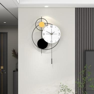 Imagem de JUJUDA Relógio de parede grande para decoração de sala de estar, relógio de parede de metal decorativo moderno com pêndulo para quarto, cozinha, escritório, decoração de 33 cm, grande silencioso