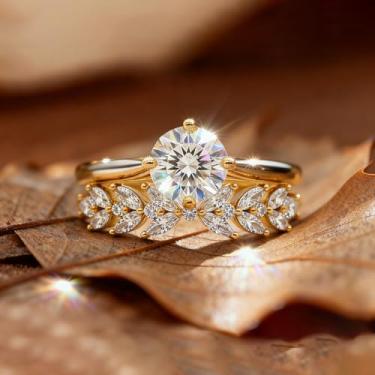 Imagem de Um conjunto de anéis de casal com design geométrico de orelhas de trigo para mulheres requintados anéis de luxo leves joias femininas joias finas vida diária namoro decoração para festa de formatura