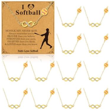 Imagem de Quelay Conjunto de 12 colares de basquete, futebol, softbol, presente de dia dos namorados, feminino, infinito, time esportivo, 2026, acessórios para presente de noite de idosos, Metal, Sem Pedra
